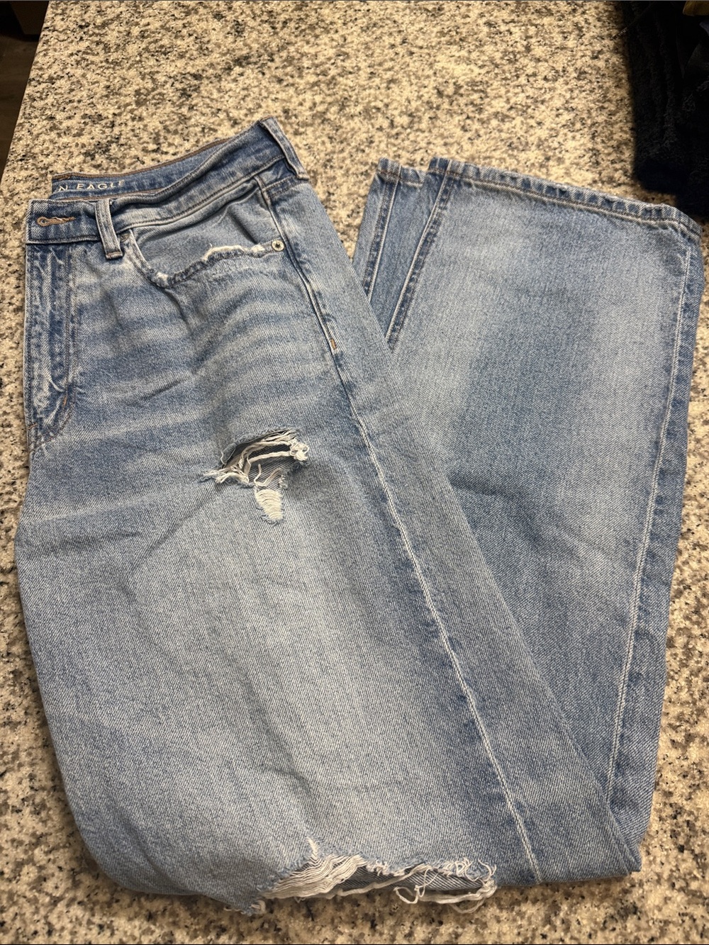 American Eagle Outfitters Light Wash Boyfriend Jeans with Rips